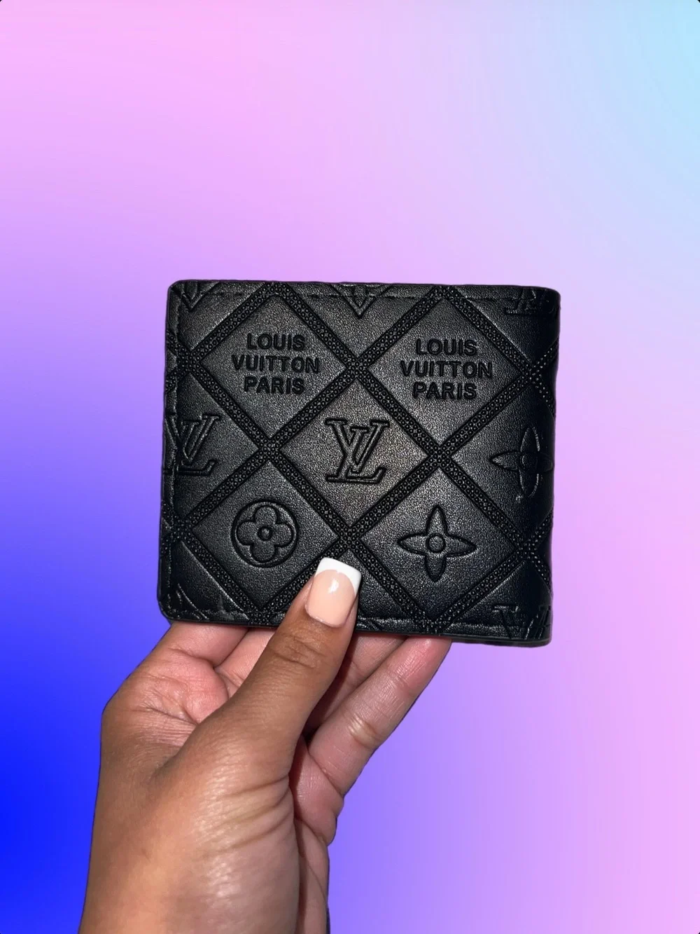 Louis Vuitton Black Embossed Monogram Wallet for Men